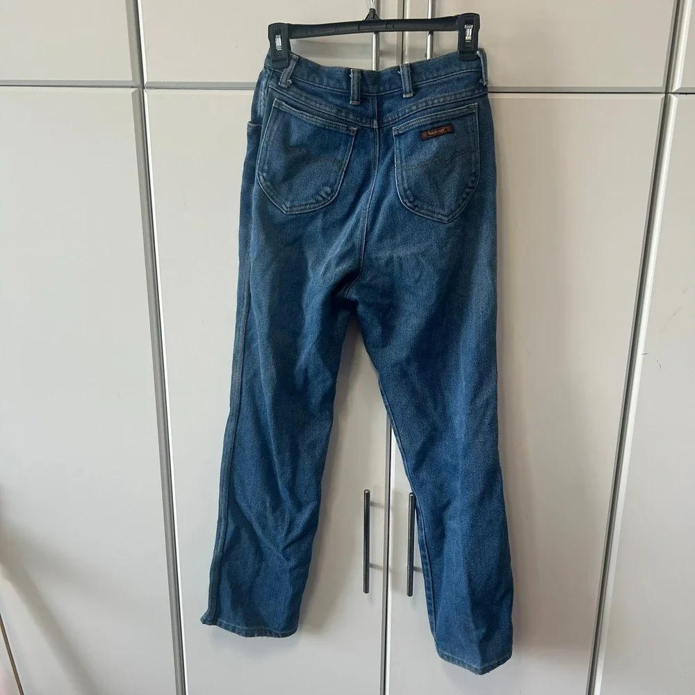 Vintage Wrangler Misses Regular Fit High Rise Straight Leg Blue Jeans Size 12